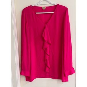 Beautiful Cremieux Hot Pink Long Sleeve BlouseSz M //  Valentine's Day // Pink